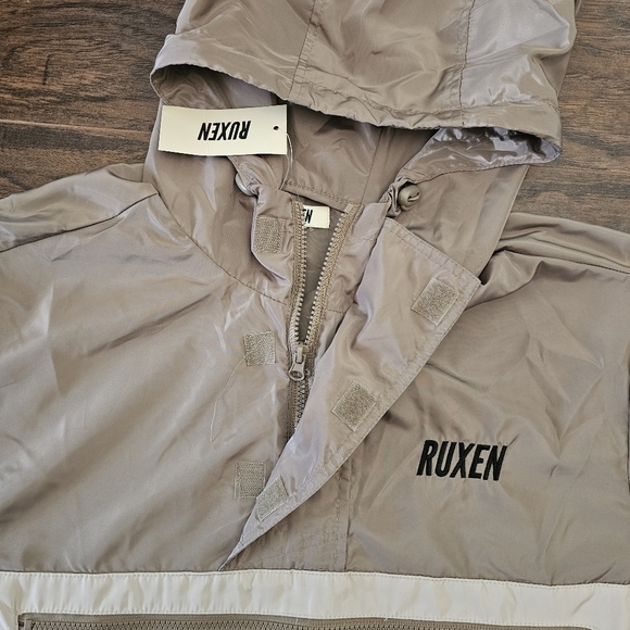 Ruxen Jacket Mens Large Tan Quarter Zip Pullover Windbreaker European NEW - Picture 3 of 12